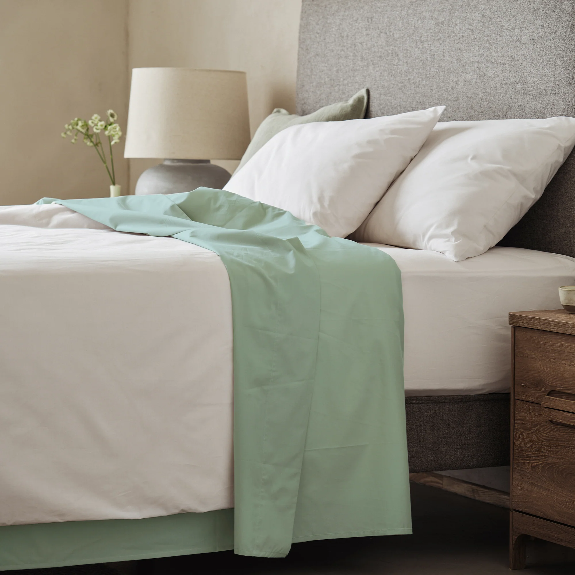 Arinta Organic Cotton Flat Sheet - Pistachio - Image 2