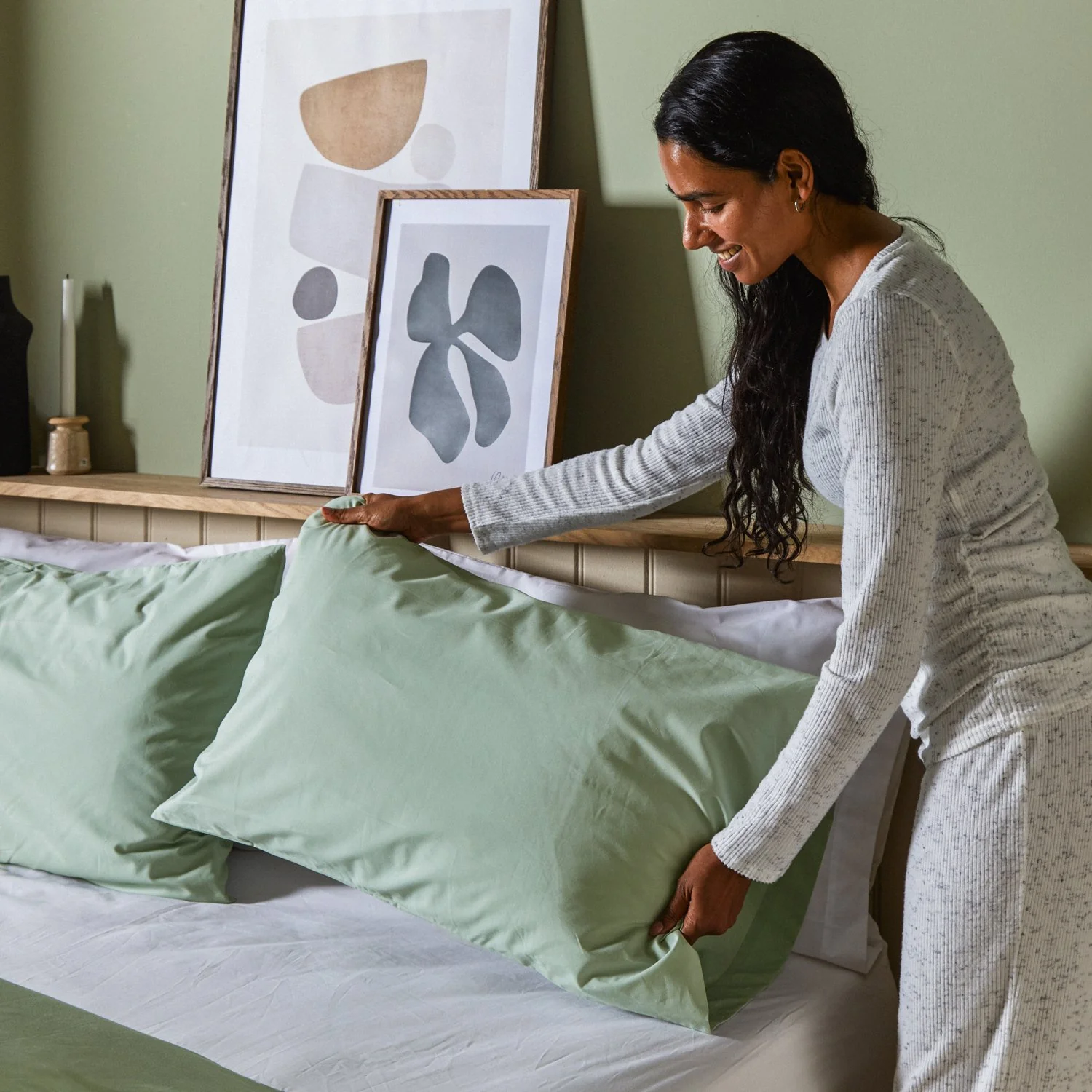 Arinta Organic Cotton Pillow Case - Pistachio - Image 3