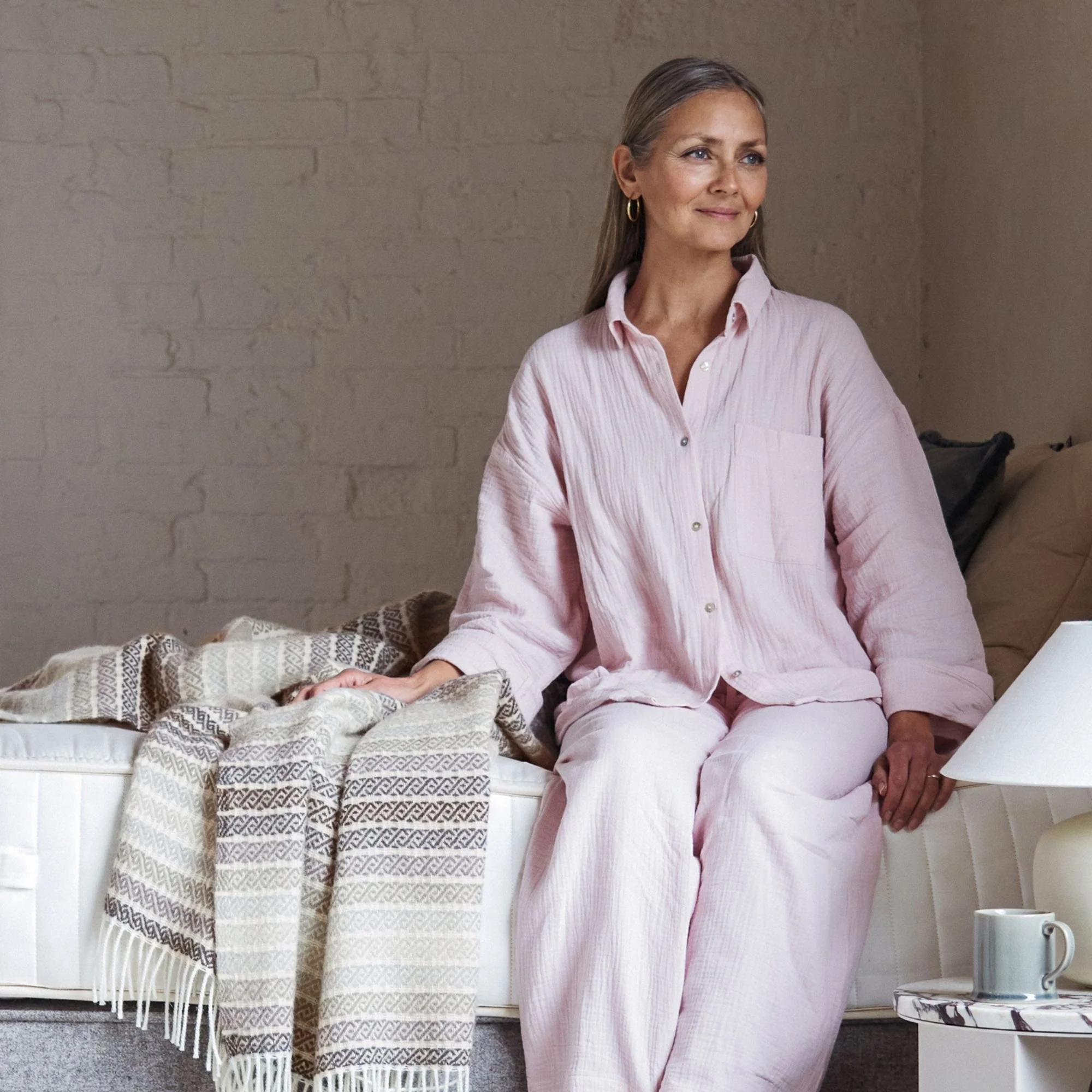 Athena Wool Throw - Stone - Image 2