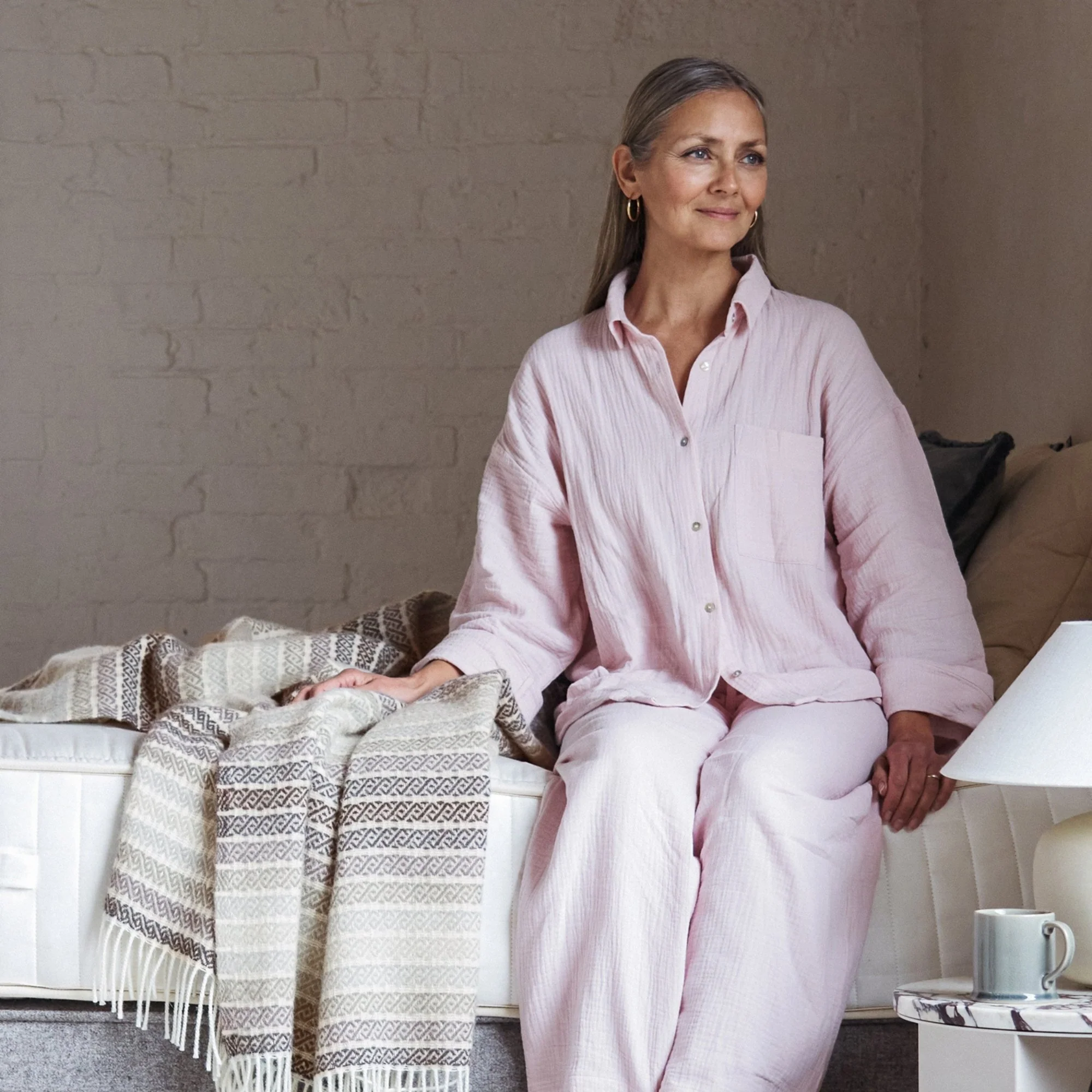 Athena Wool Throw - Stone - Image 2