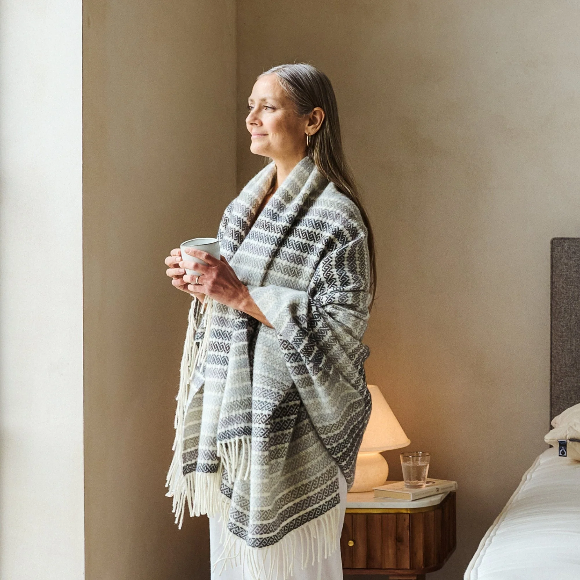 Athena Wool Throw - Stone - Image 4