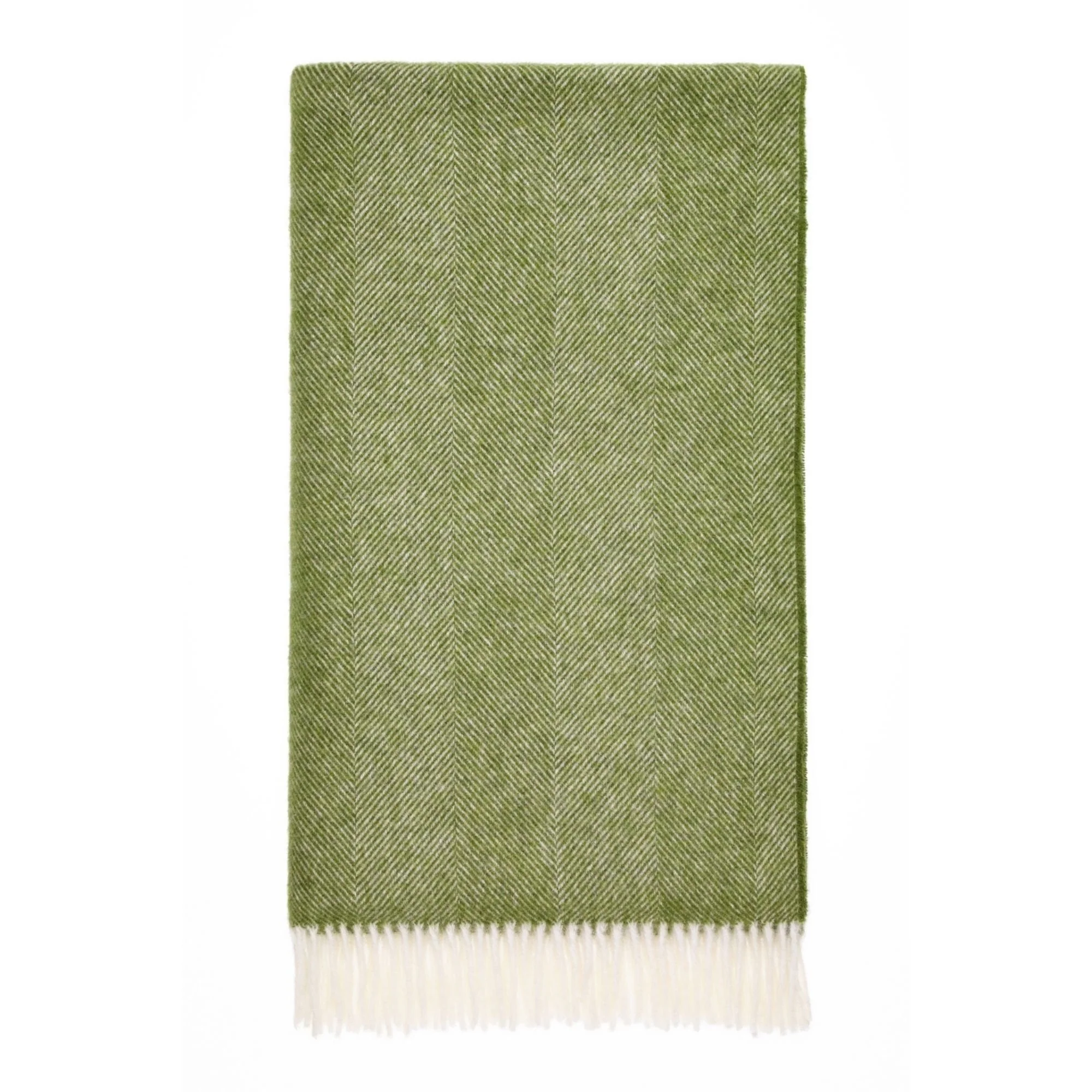 Herringbone Shetland Wool Throw - Apple - Image 3
