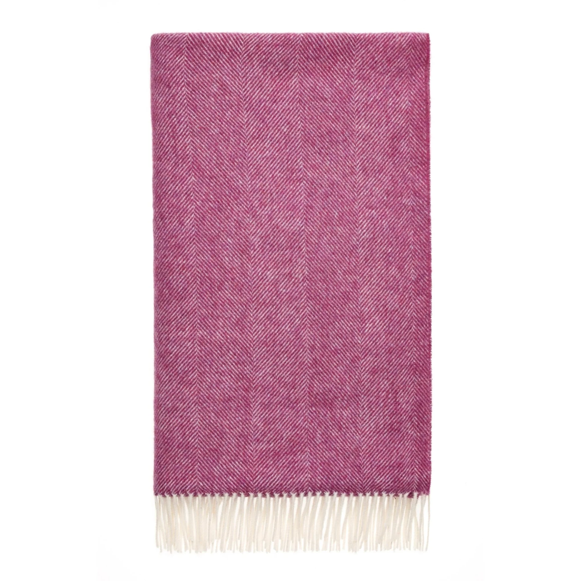 Herringbone Shetland Wool Throw - Berry - Image 4