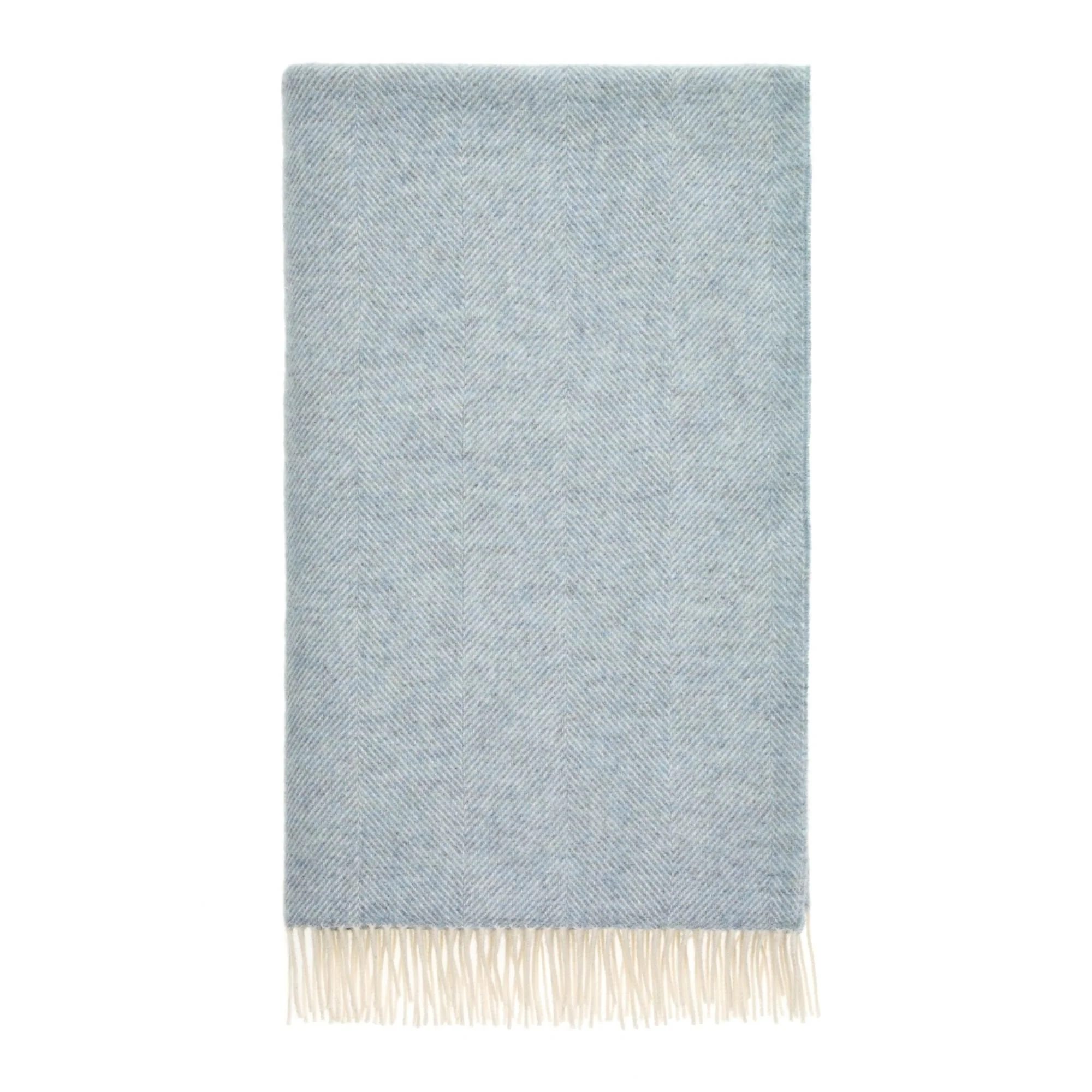 Herringbone Shetland Wool Throw - Duck Egg - Image 2