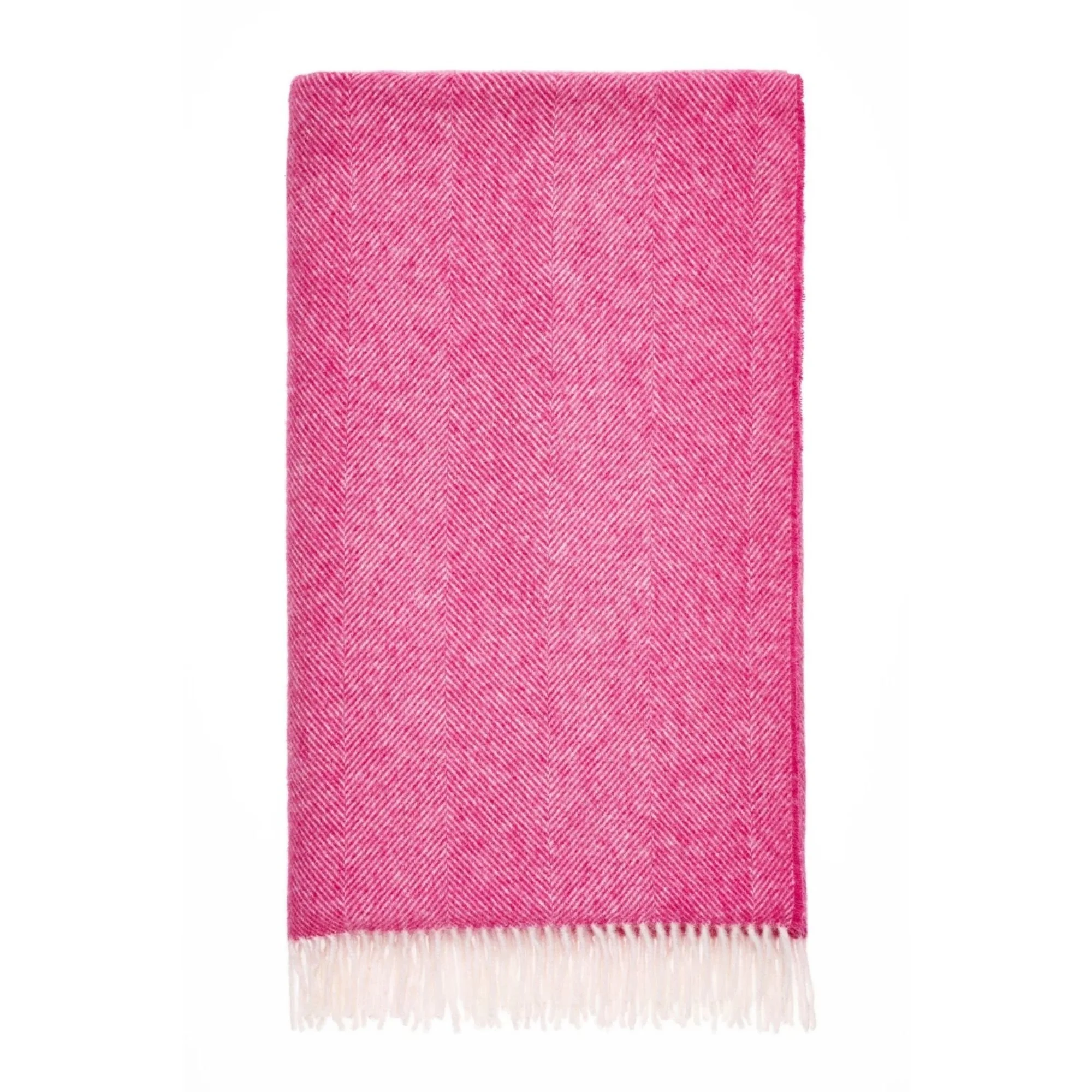 Herringbone Shetland Wool Throw - Fuchsia - Image 4