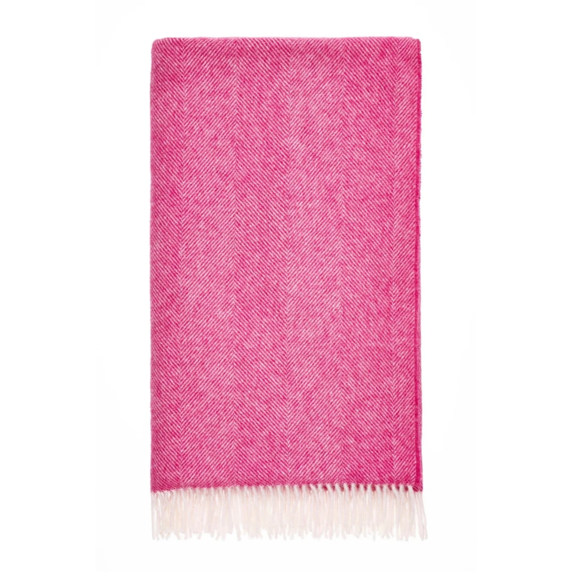 Herringbone Shetland Wool Throw - Fuchsia - Image 4