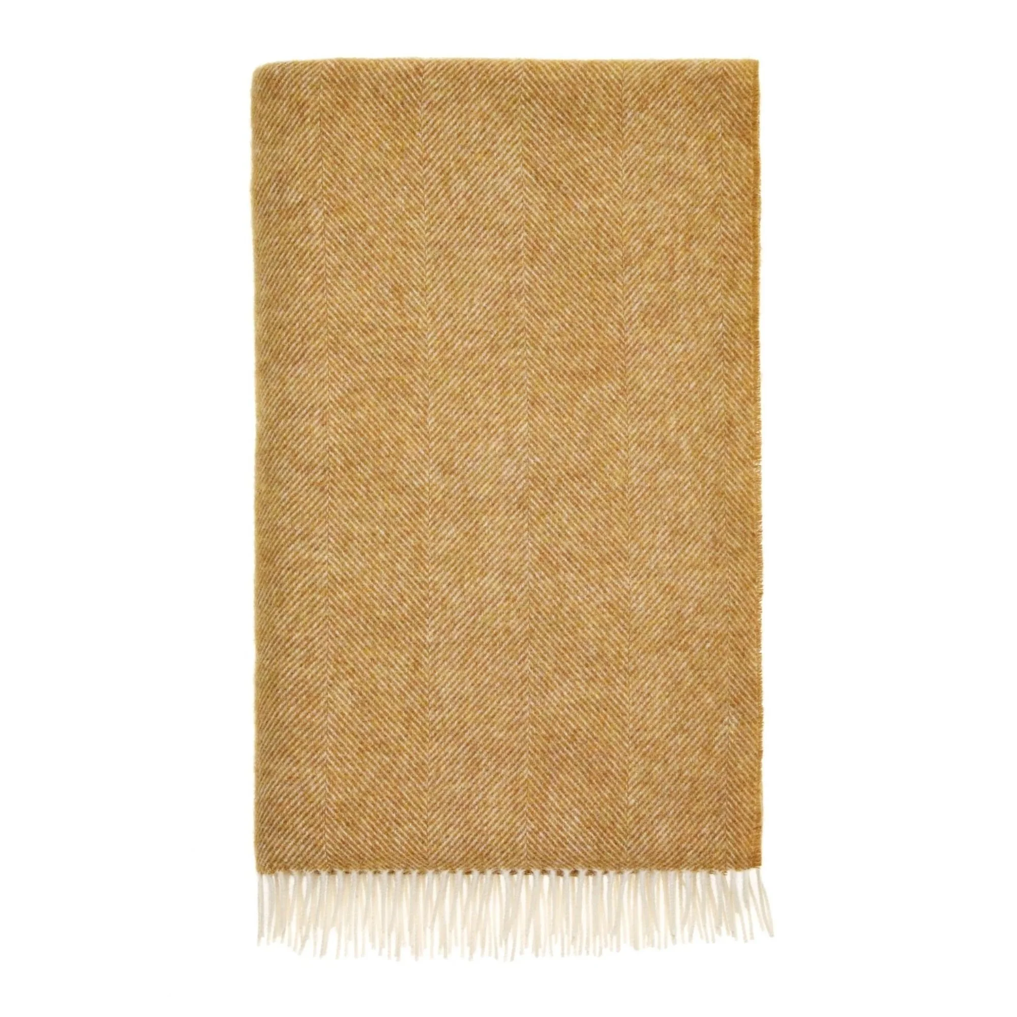 Herringbone Shetland Wool Throw - Gold - Image 2