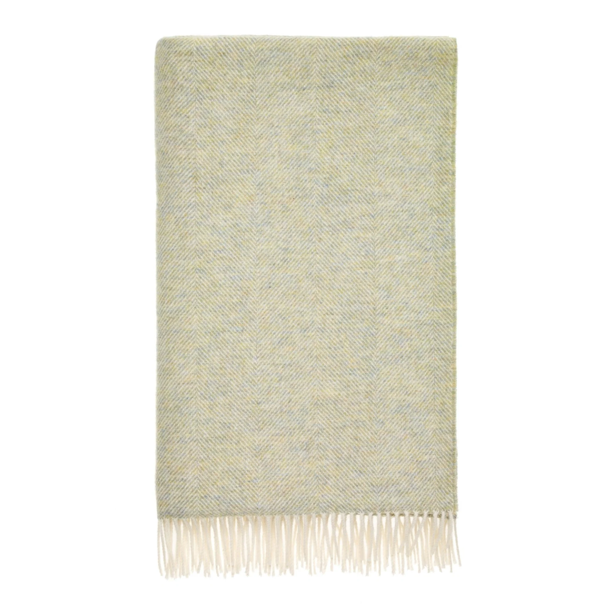 Herringbone Shetland Wool Throw - Light Sage - Image 3