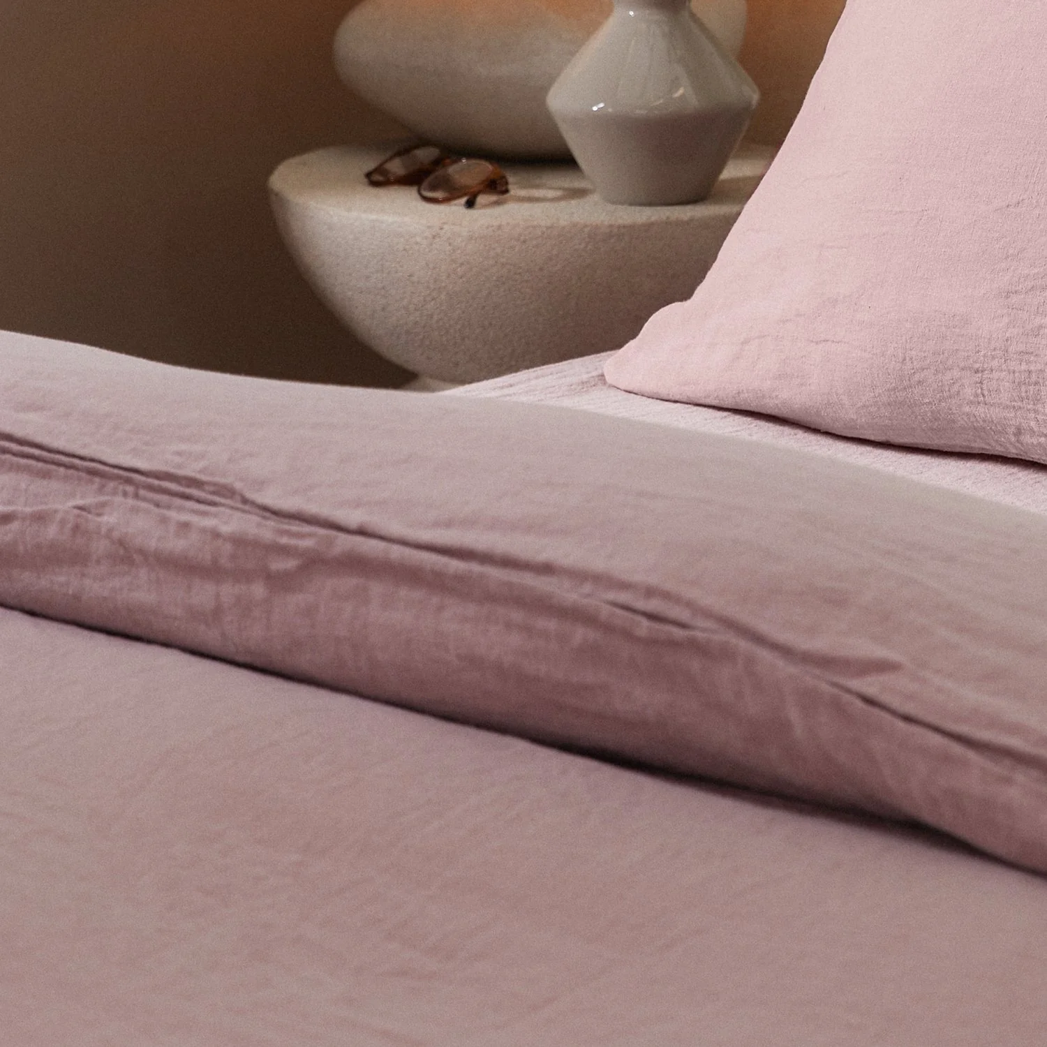 Mariana Linen Blend Comforter Cover - Rose - Image 2