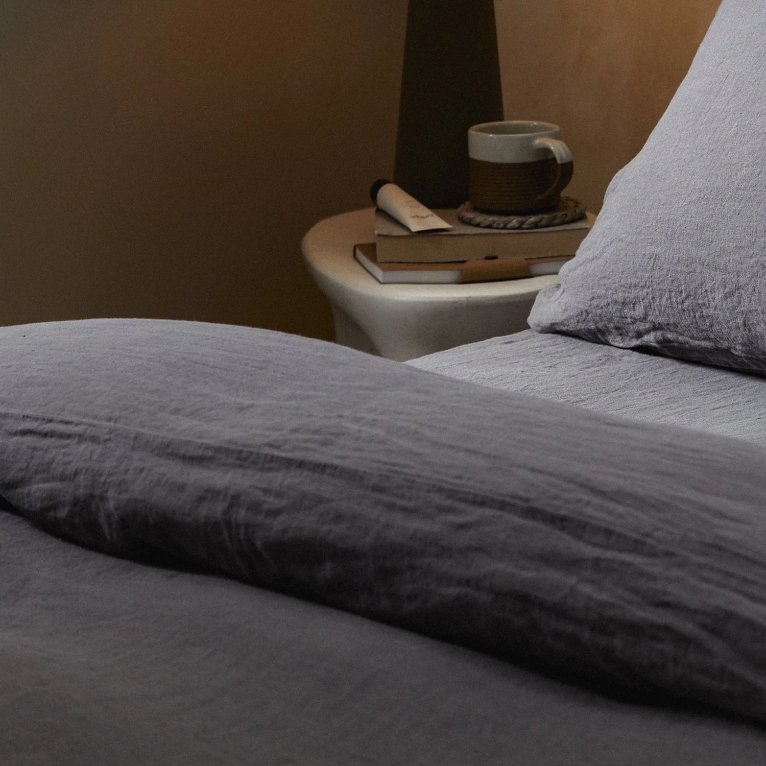 Mariana Linen Blend Comforter Cover - Charcoal - Image 2