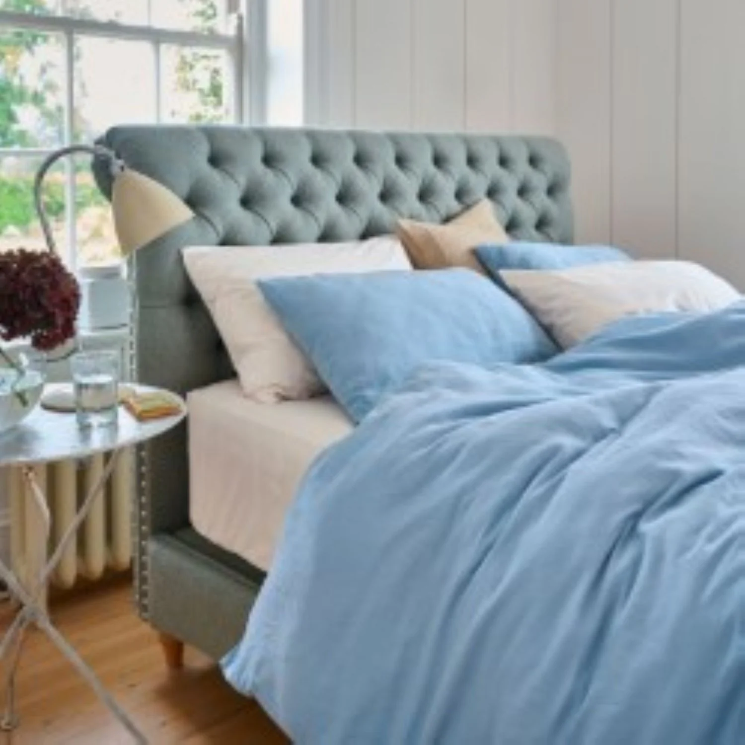 Mariana Linen Blend Duvet Cover - Cornflower - Image 3