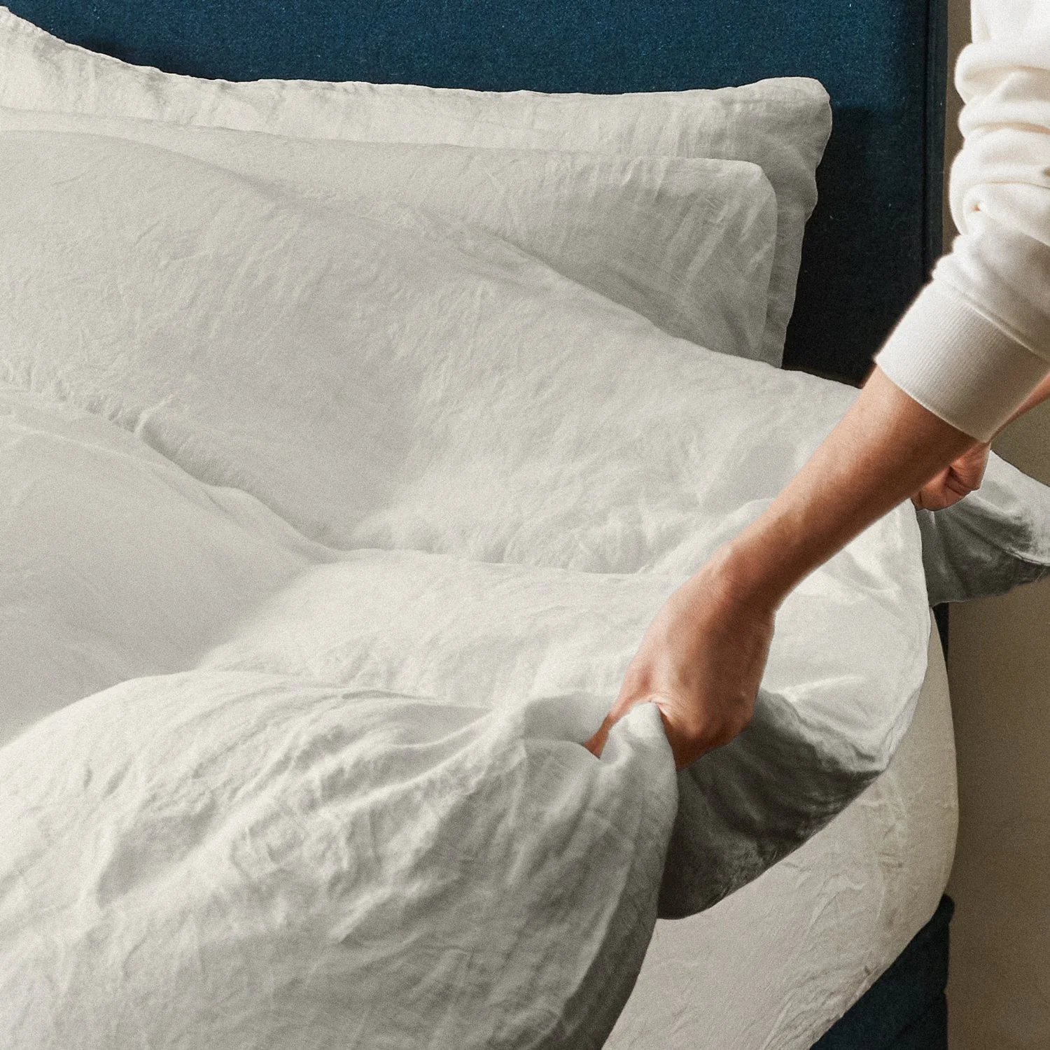 Mariana Linen Blend Duvet Cover - Pebble - Image 3