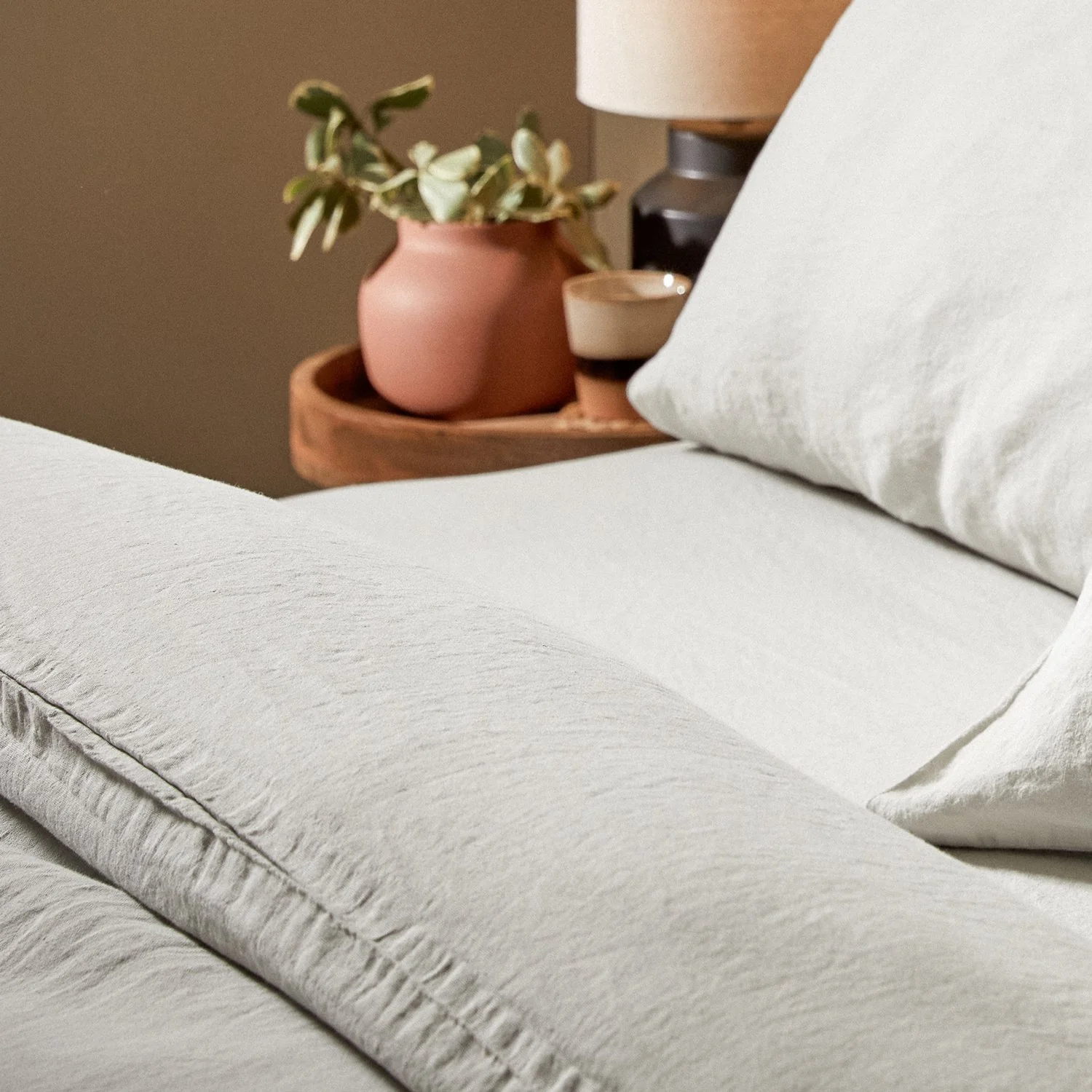 Mariana Linen Blend Comforter Cover - Pebble - Image 2