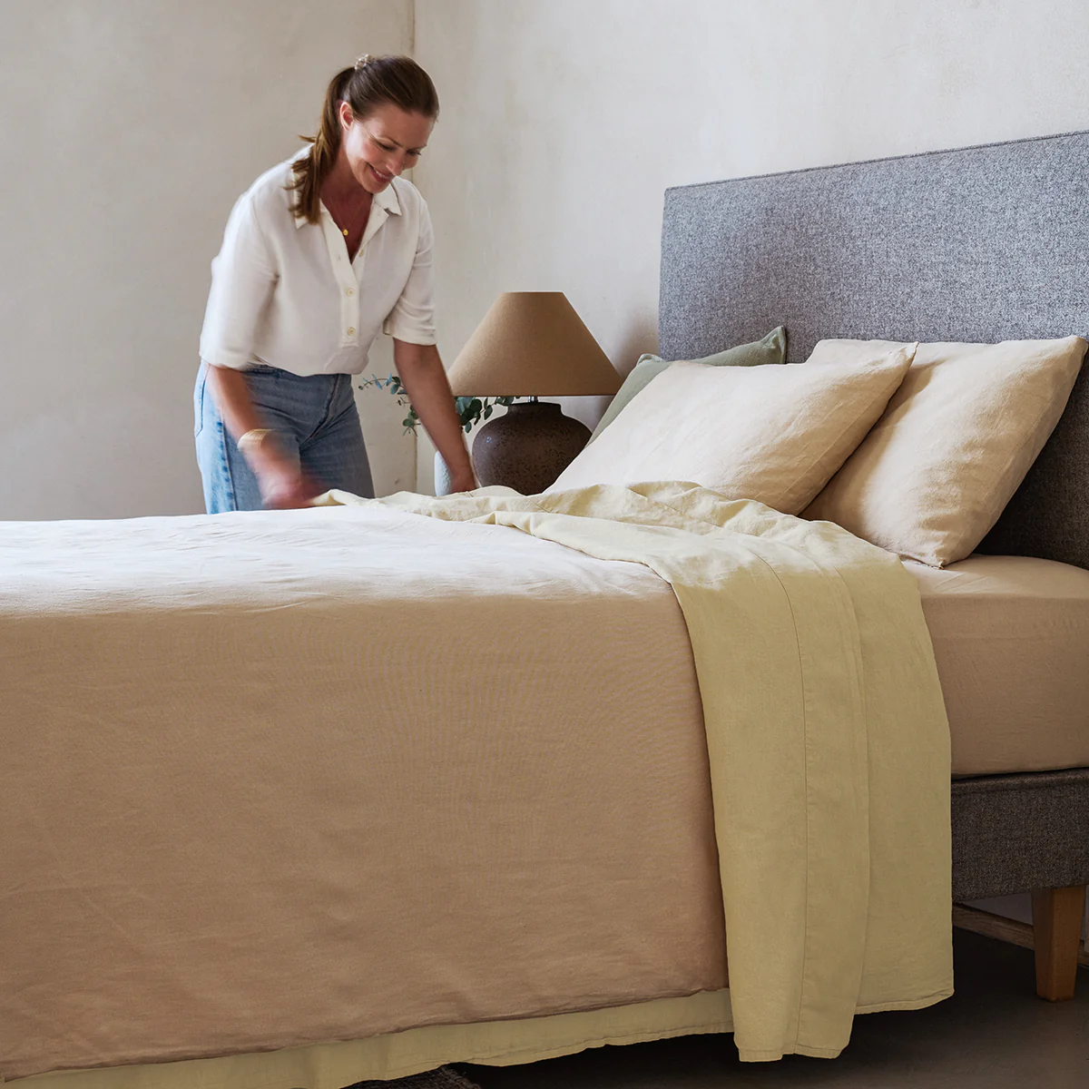 Mariana Linen Blend Flat Sheet - Buttermilk - Image 3