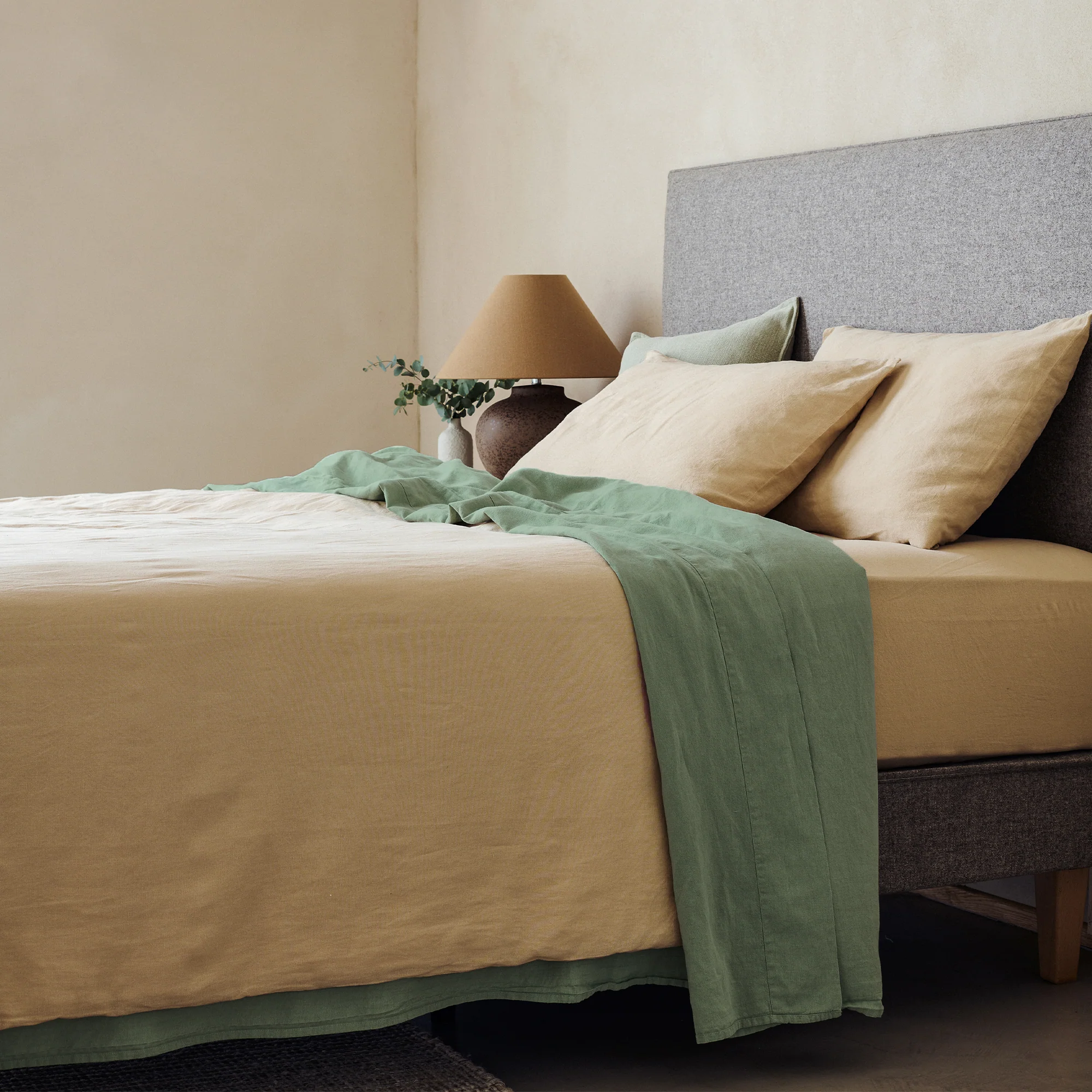Mariana Linen Blend Flat Sheet - Sage - Image 2