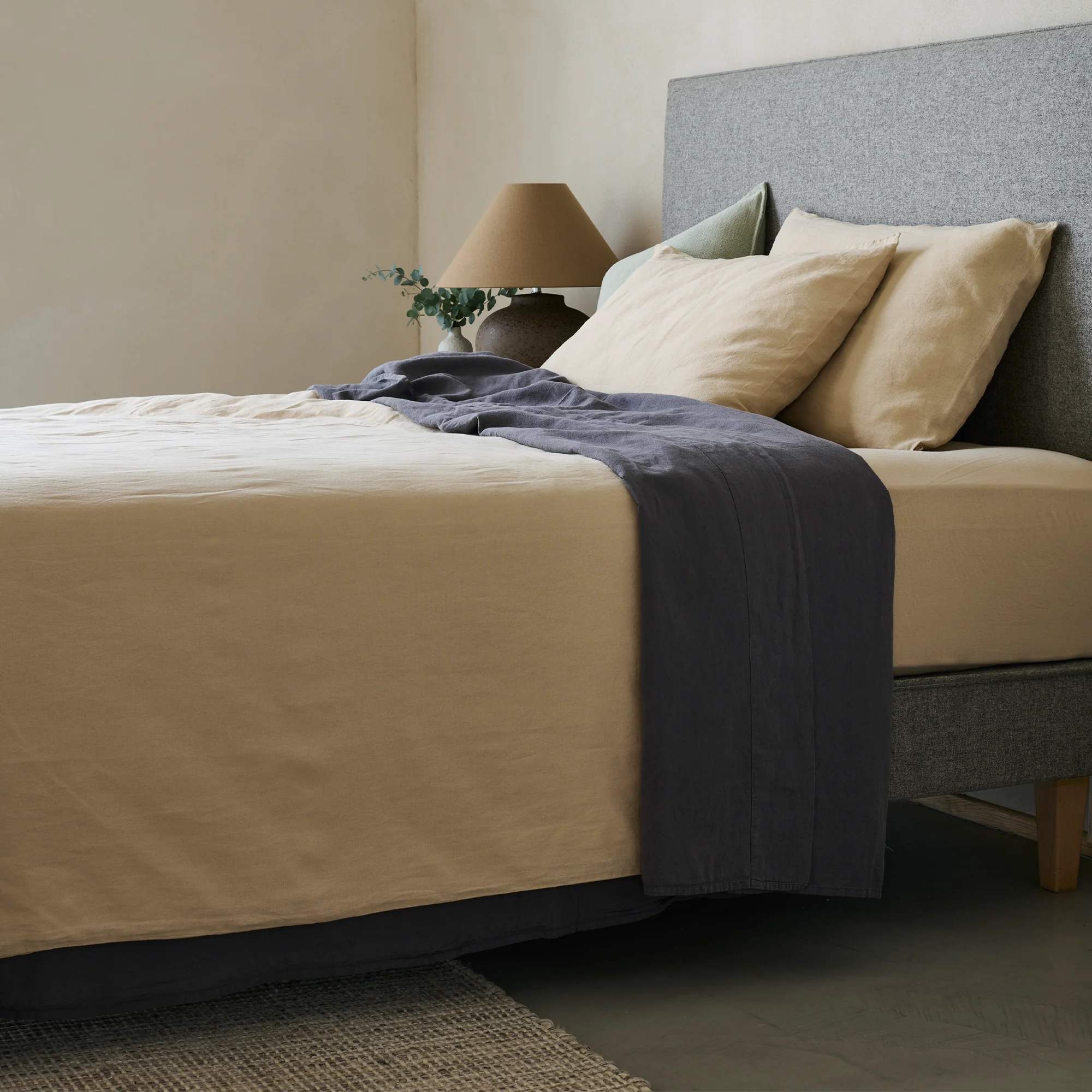 Mariana Linen Blend Flat Sheet - Charcoal - Image 2