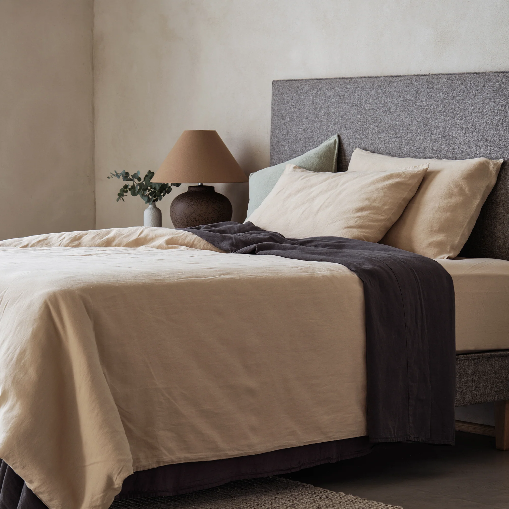 Mariana Linen Blend Flat Sheet - Charcoal - Image 3