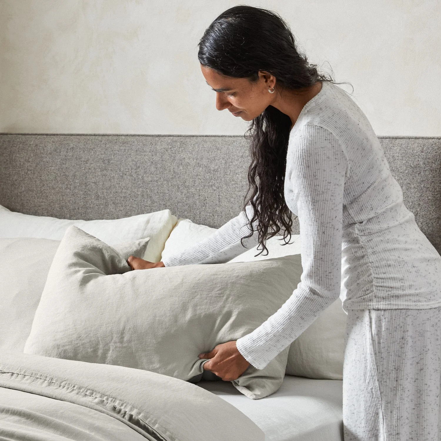 Mariana Linen Blend Pillow Case - Pebble - Image 2