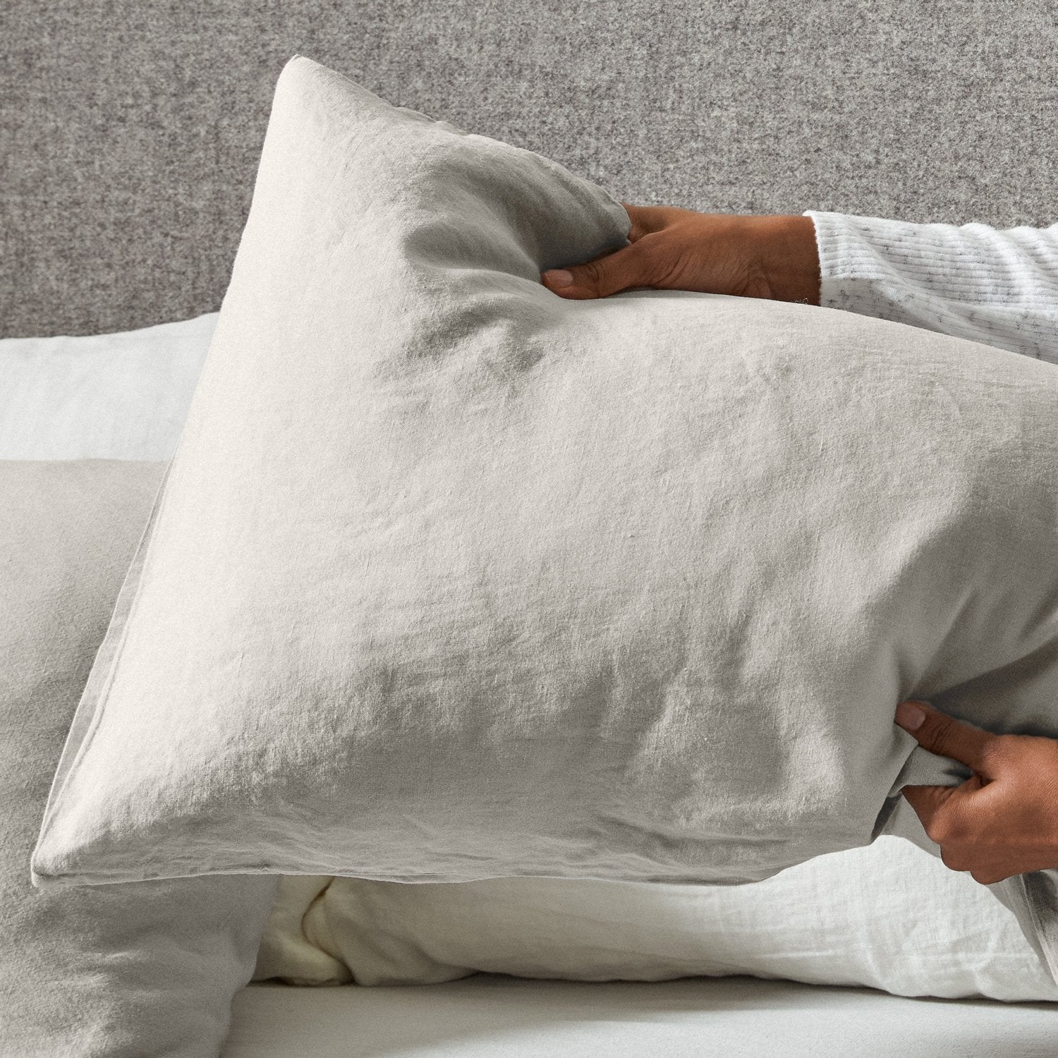 Mariana Linen Blend Pillow Case - Pebble - Image 3