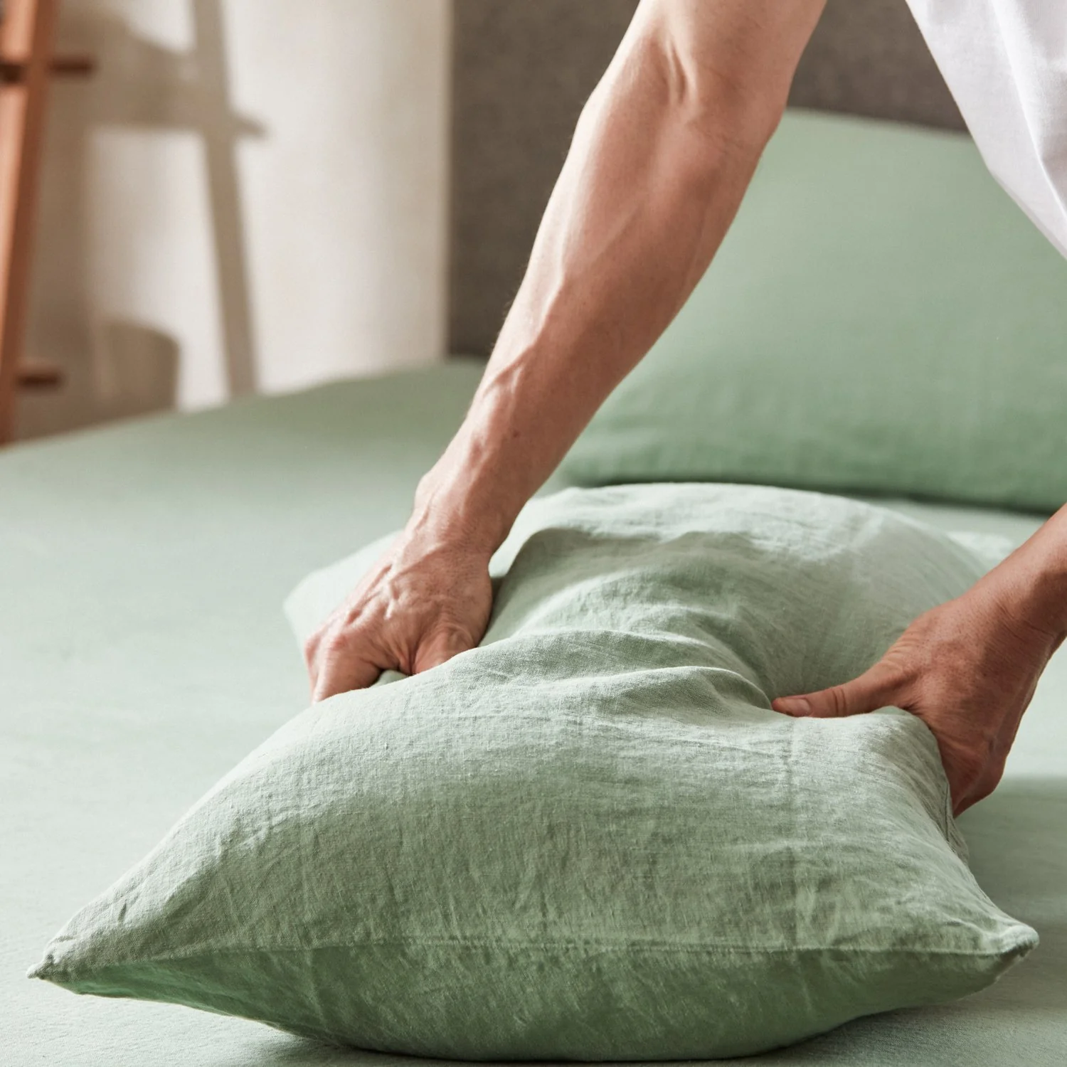 Mariana Linen Blend Pillowcase - Sage - Image 2