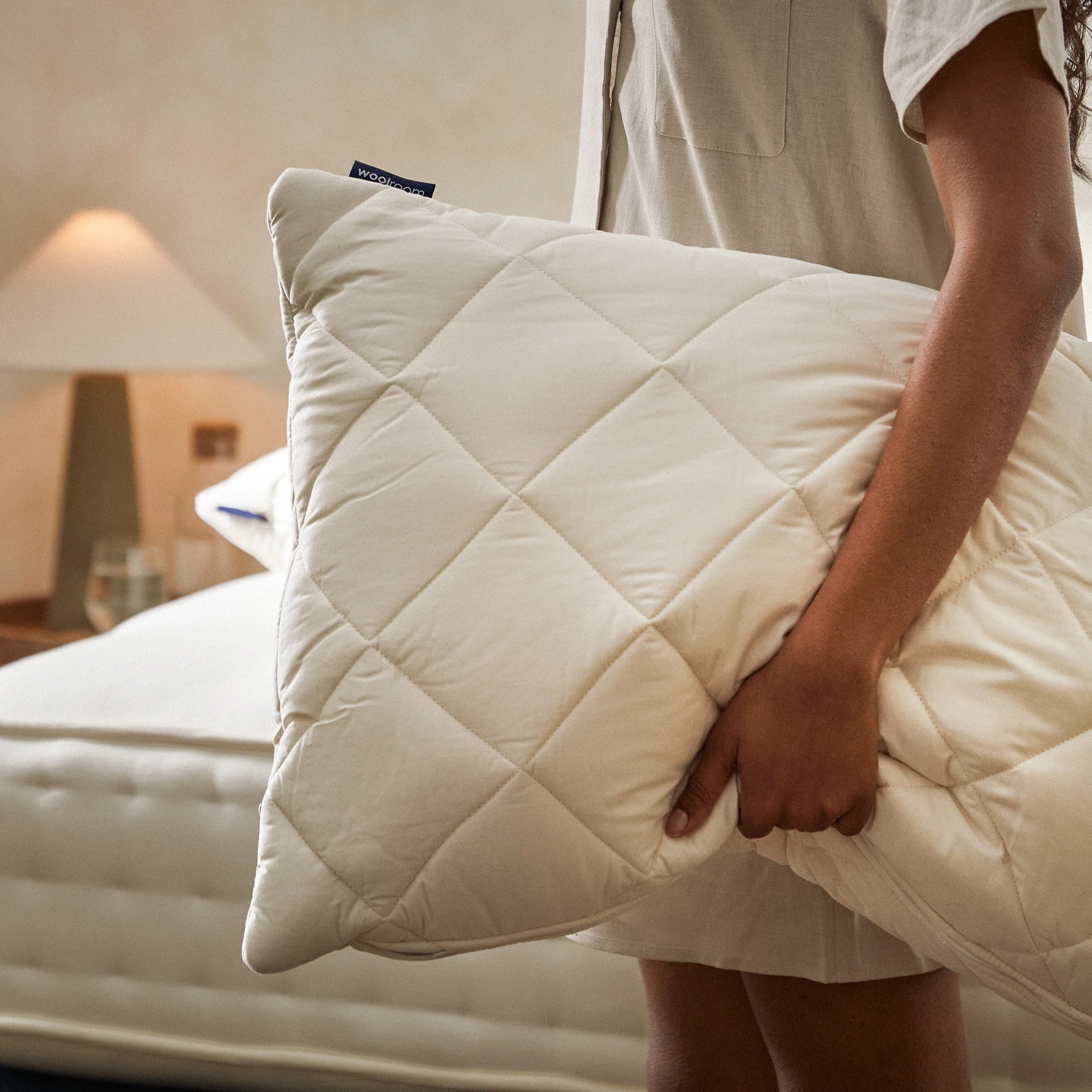 Organic Washable Quilted Wool Pillow Cover - Zipped - Image 4