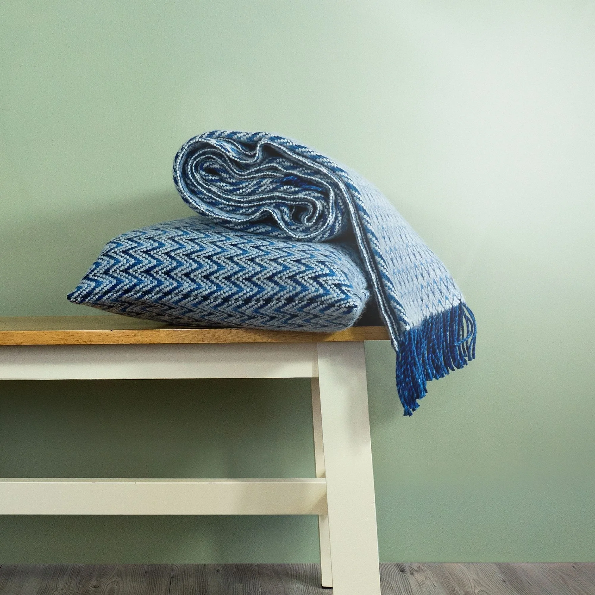 Shady Wave Wool Cushion Cover - Blue - Image 2