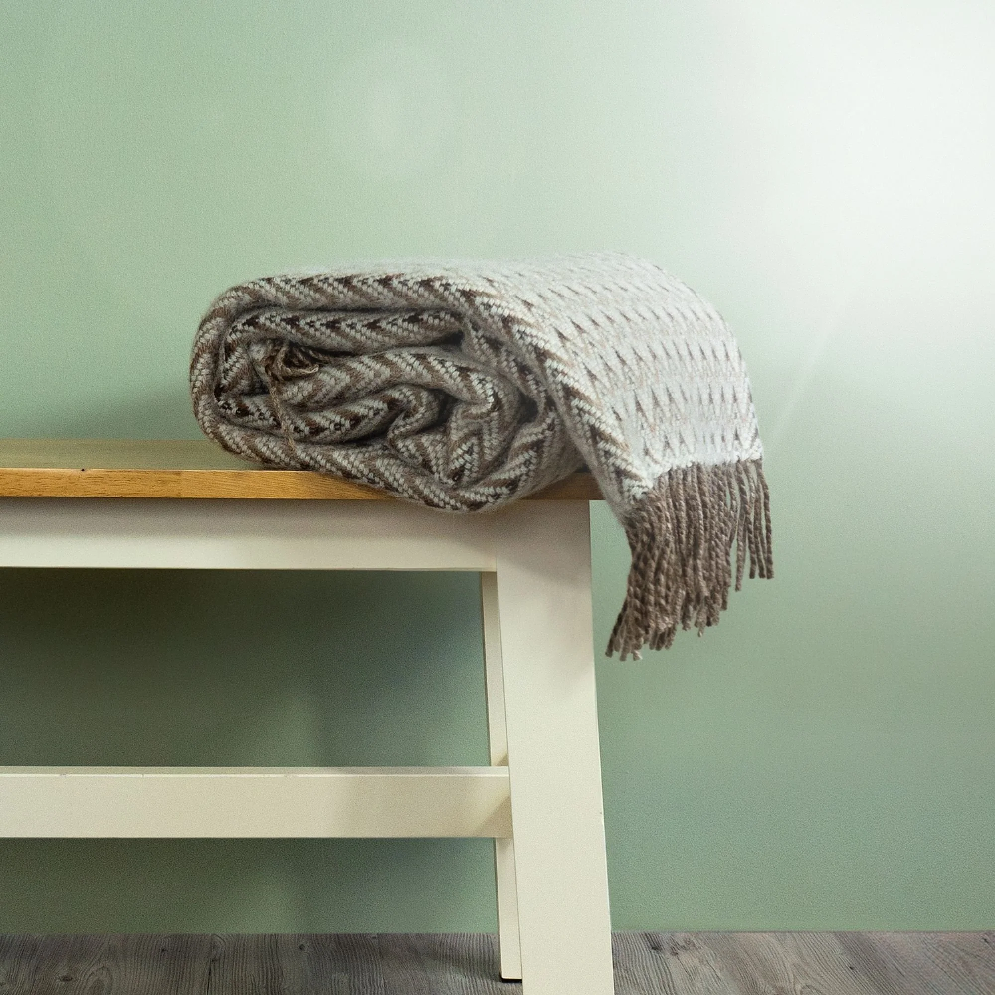 Shady Wave Wool Throw - Natural