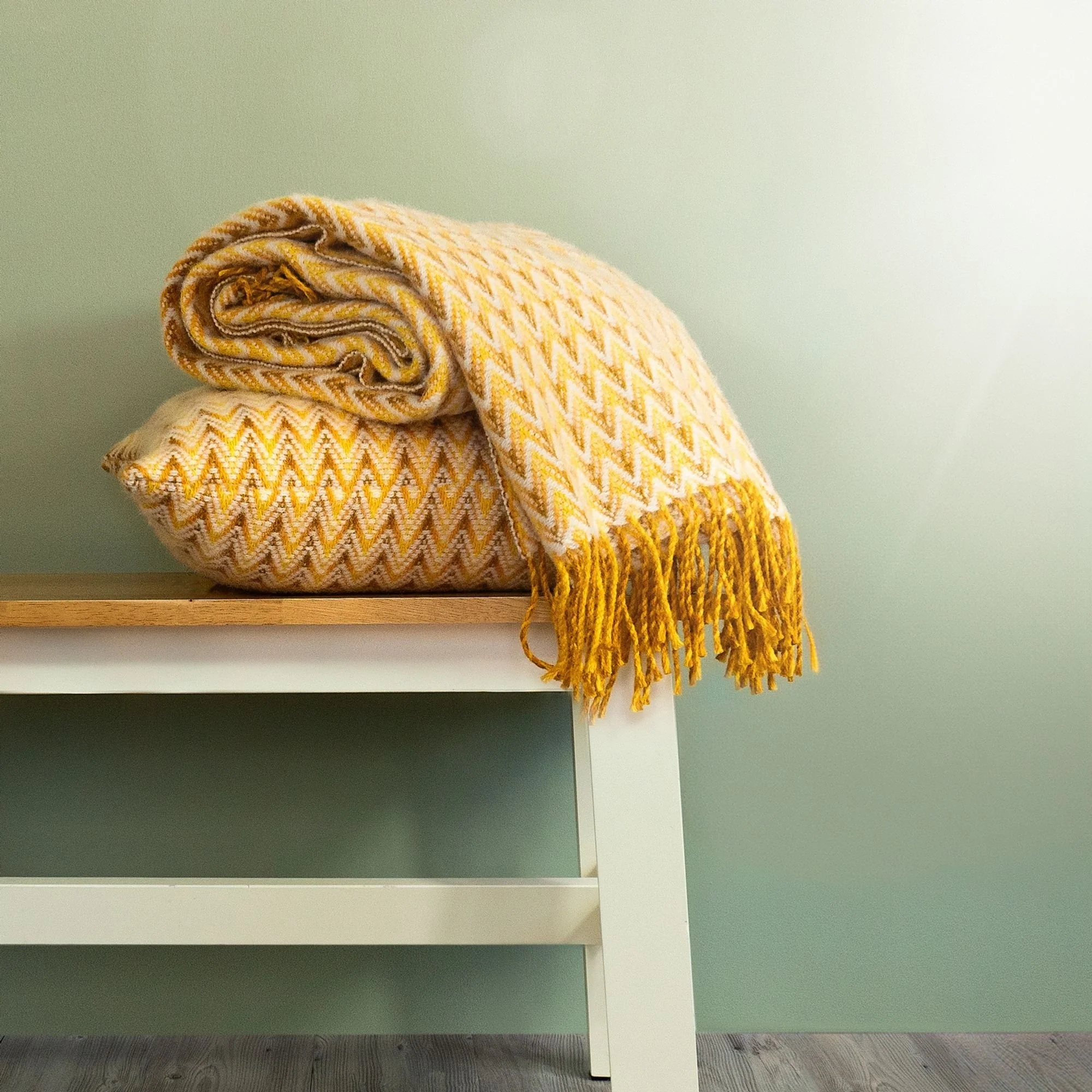 Shady Wave Wool Throw - Yellow - Image 2