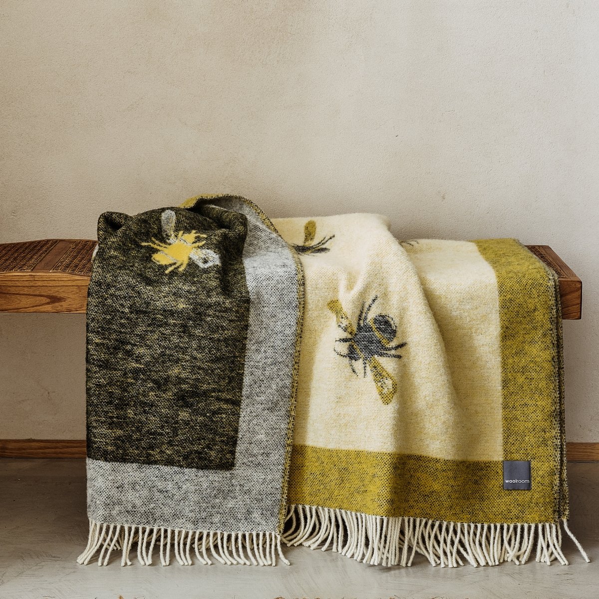 Wild and Wool Bee Wool Throw - Yellow and Black