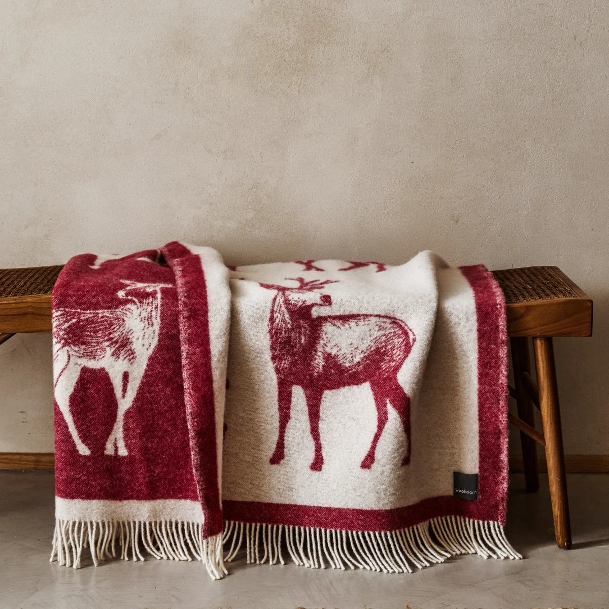 Wild and Wool Deer Wool Throw - Berry