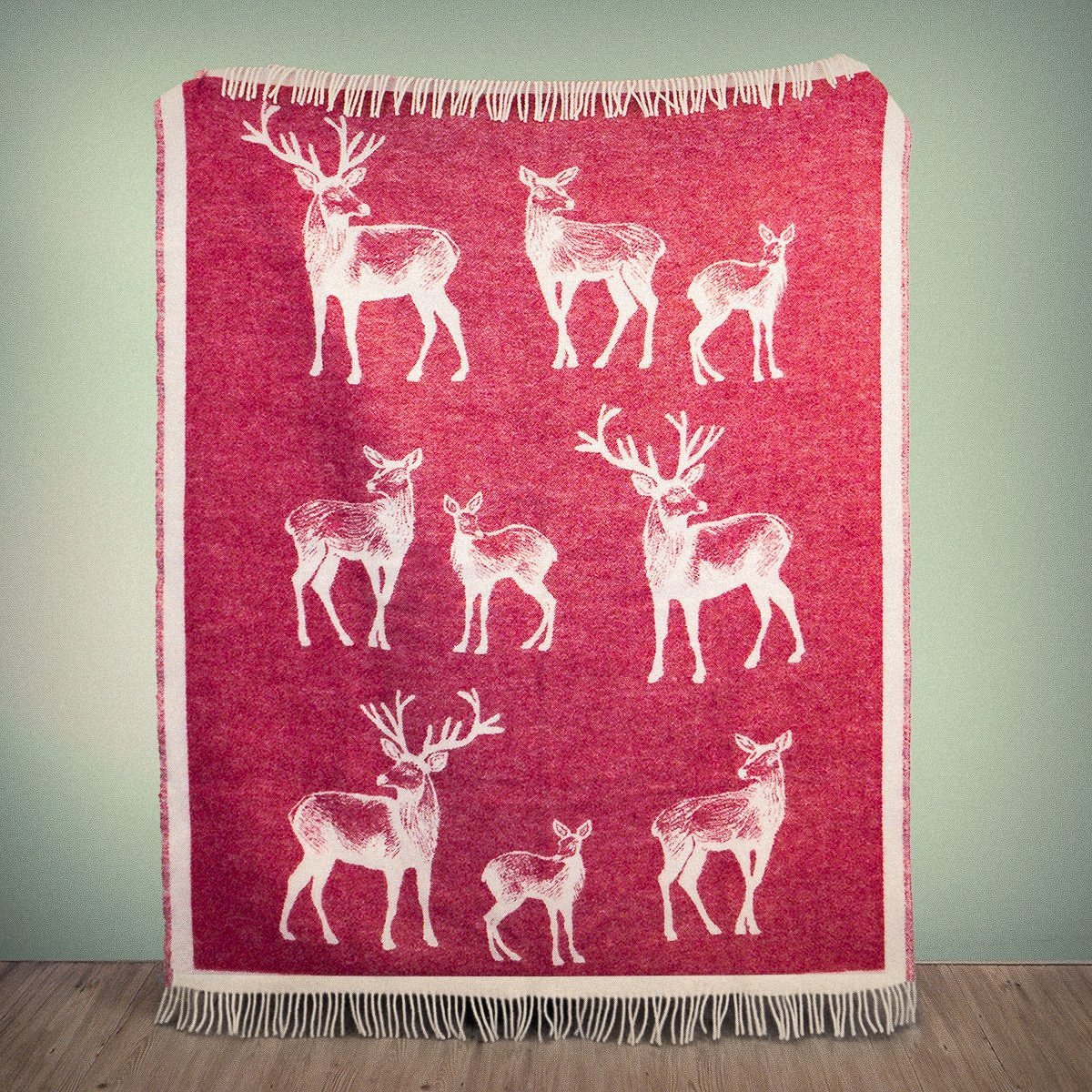 Wild and Wool Deer Wool Throw - Berry - Image 2