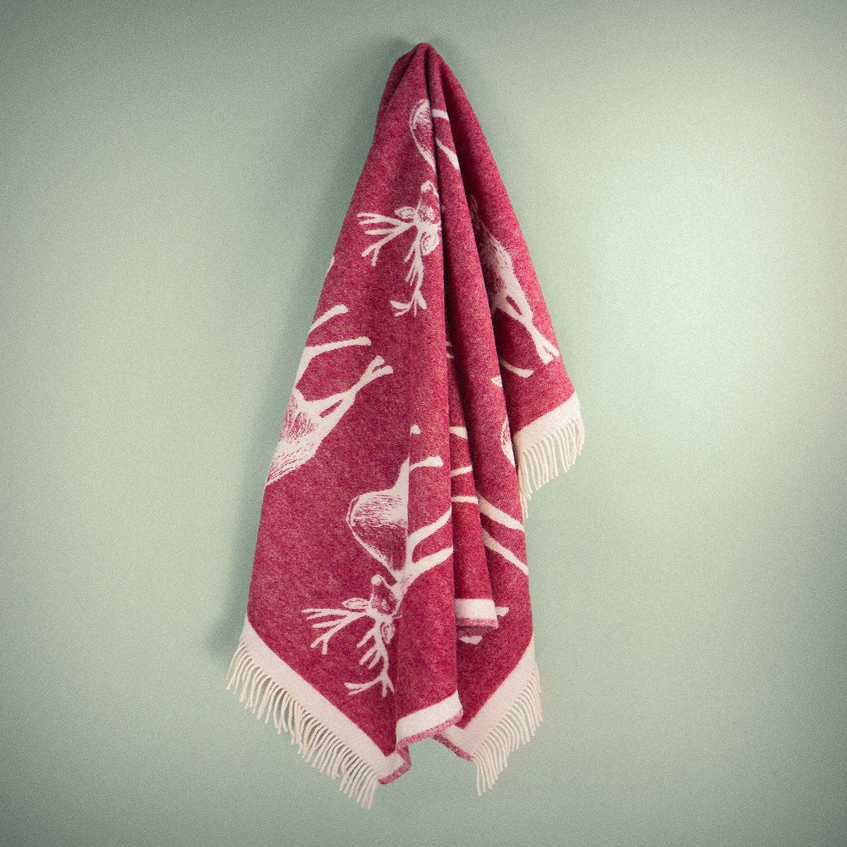 Wild and Wool Deer Wool Throw - Berry - Image 3