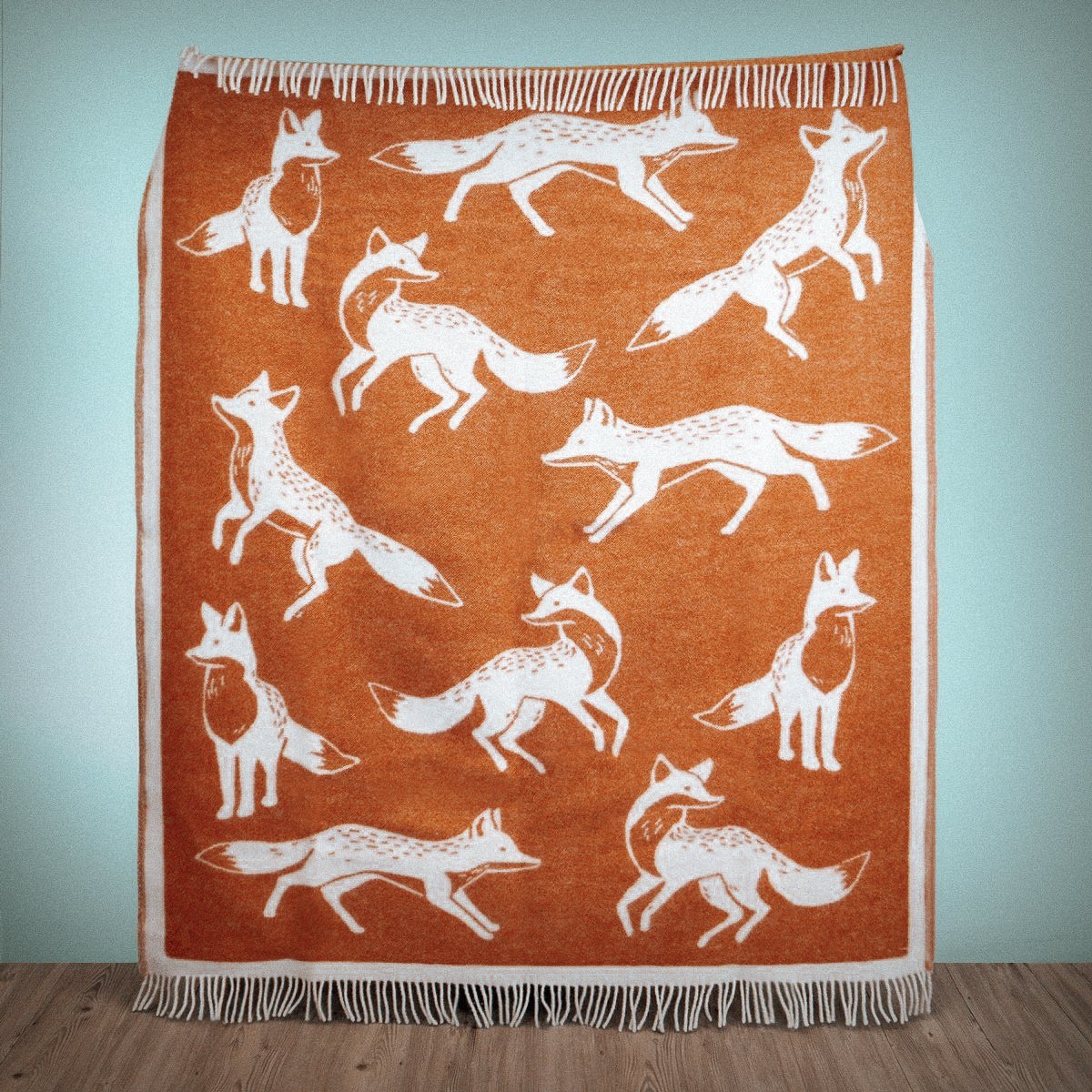 Wild and Wool Fox Wool Throw - Rust - Image 2