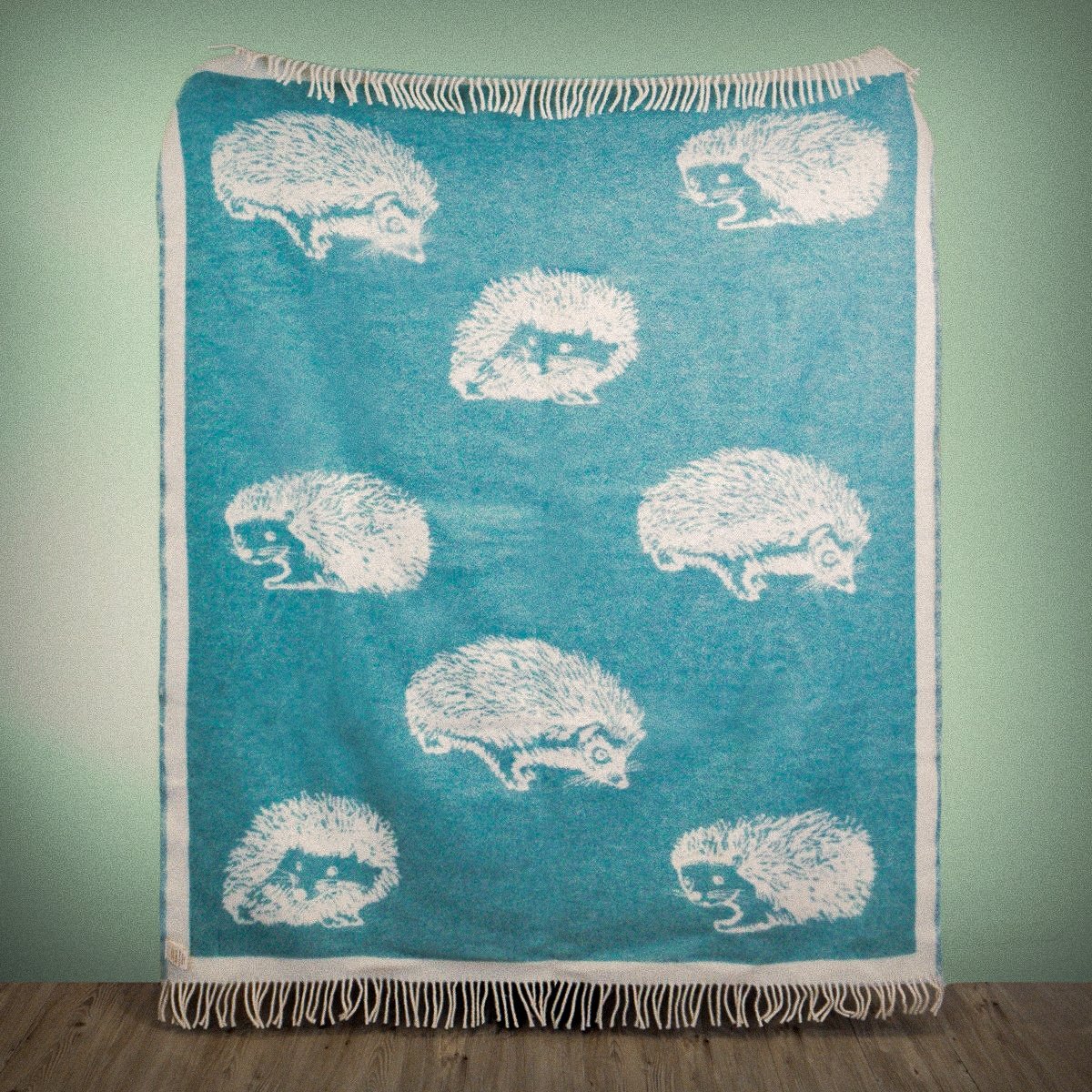 Wild and Wool Hedgehog Wool Throw - Teal - Image 2