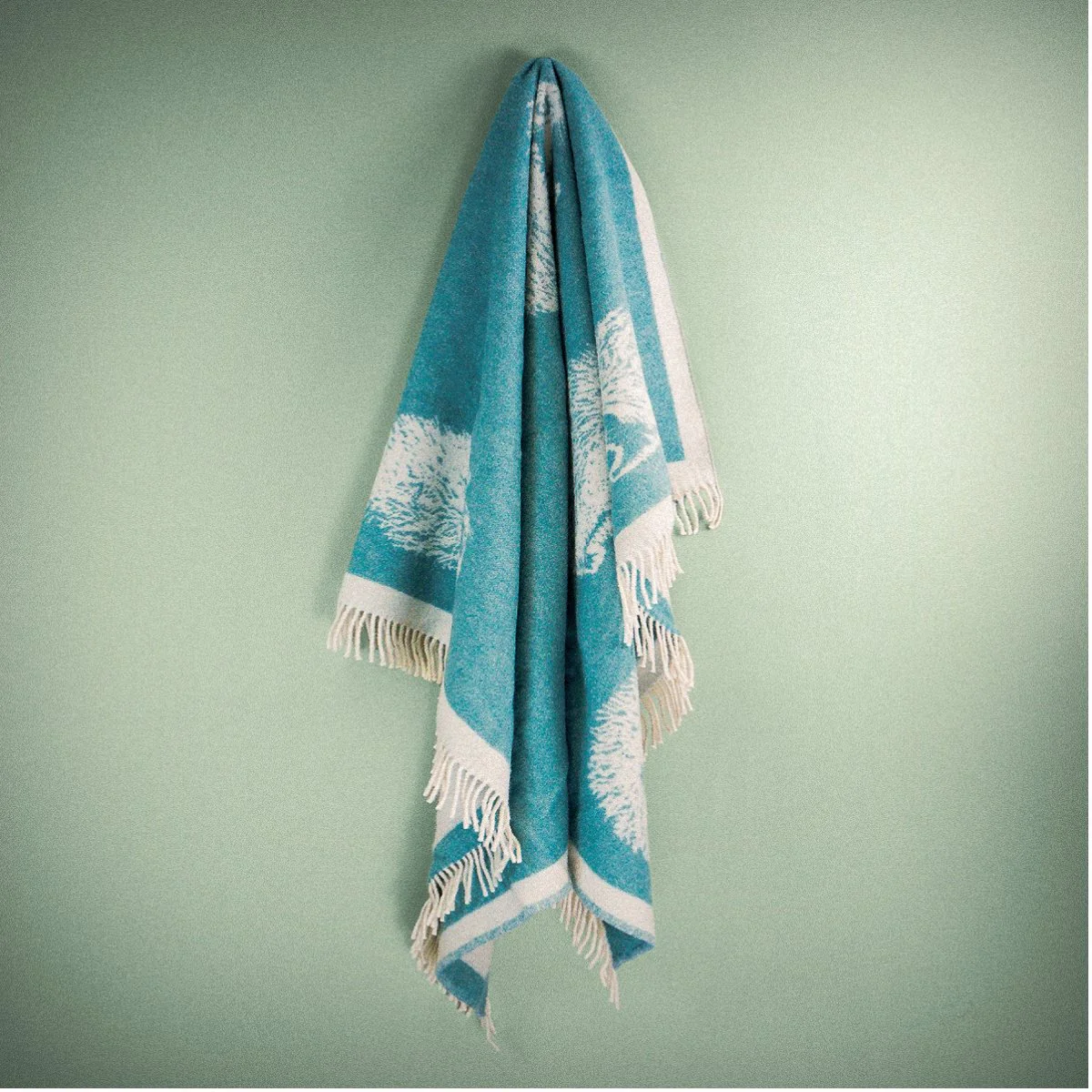 Wild and Wool Hedgehog Wool Throw - Teal - Image 3