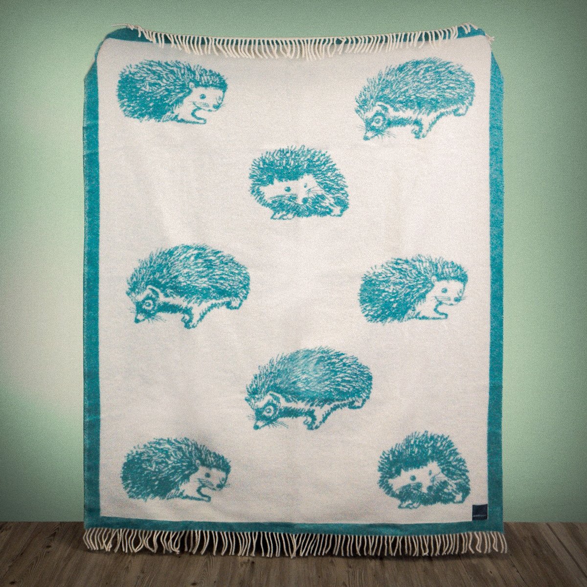 Wild and Wool Hedgehog Wool Throw - Teal - Image 5
