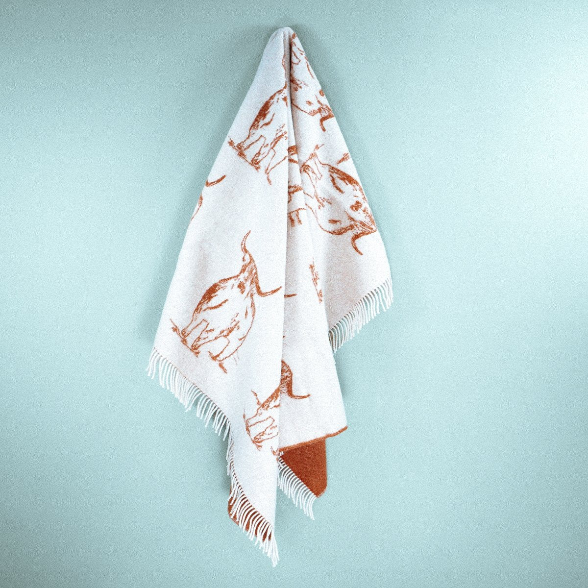 Wild and Wool Highland Coo Wool Throw - Rust - Image 4