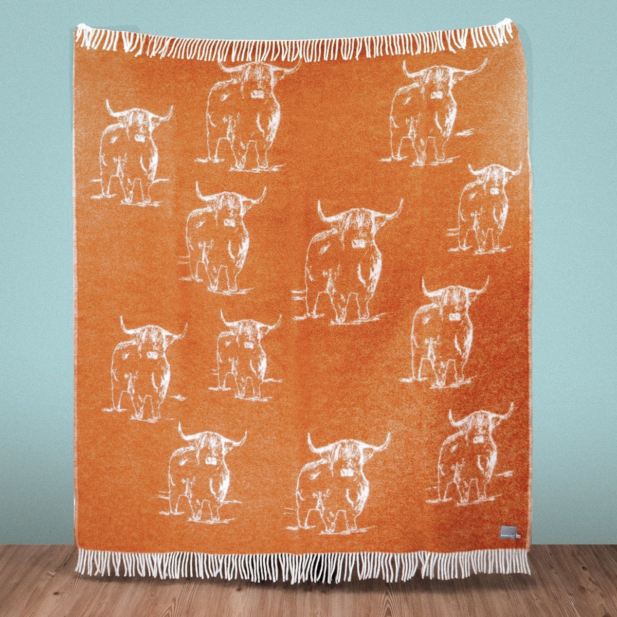 Wild and Wool Highland Coo Wool Throw - Rust - Image 2
