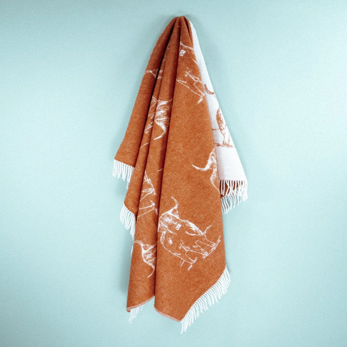 Wild and Wool Highland Coo Wool Throw - Rust - Image 3