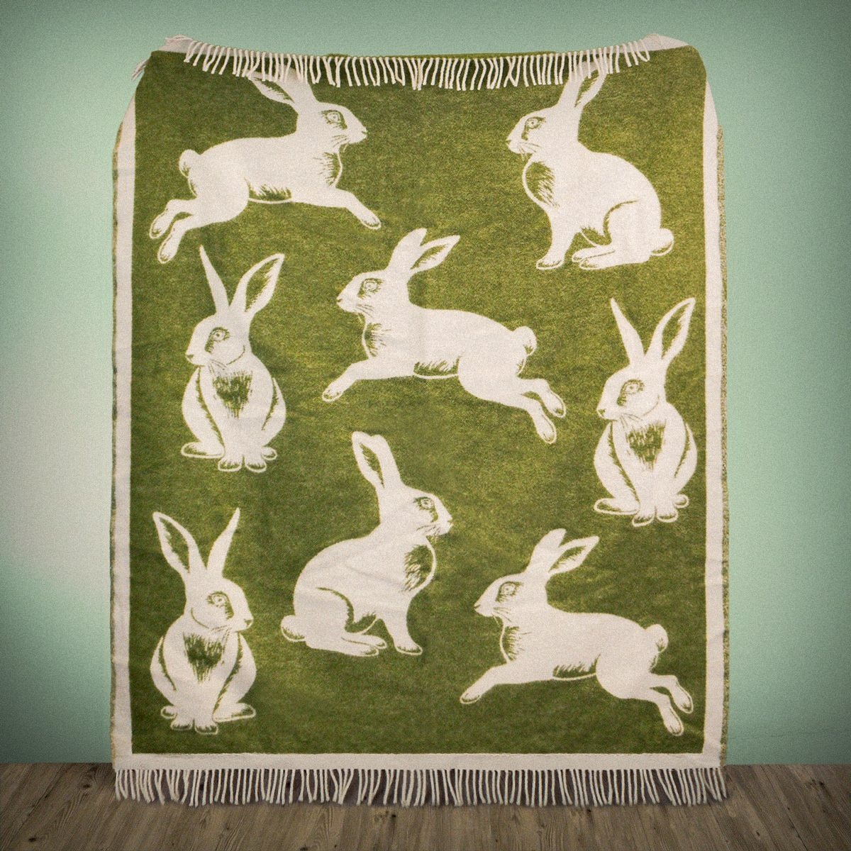 Wild and Wool Rabbit Wool Throw - Moss - Image 2