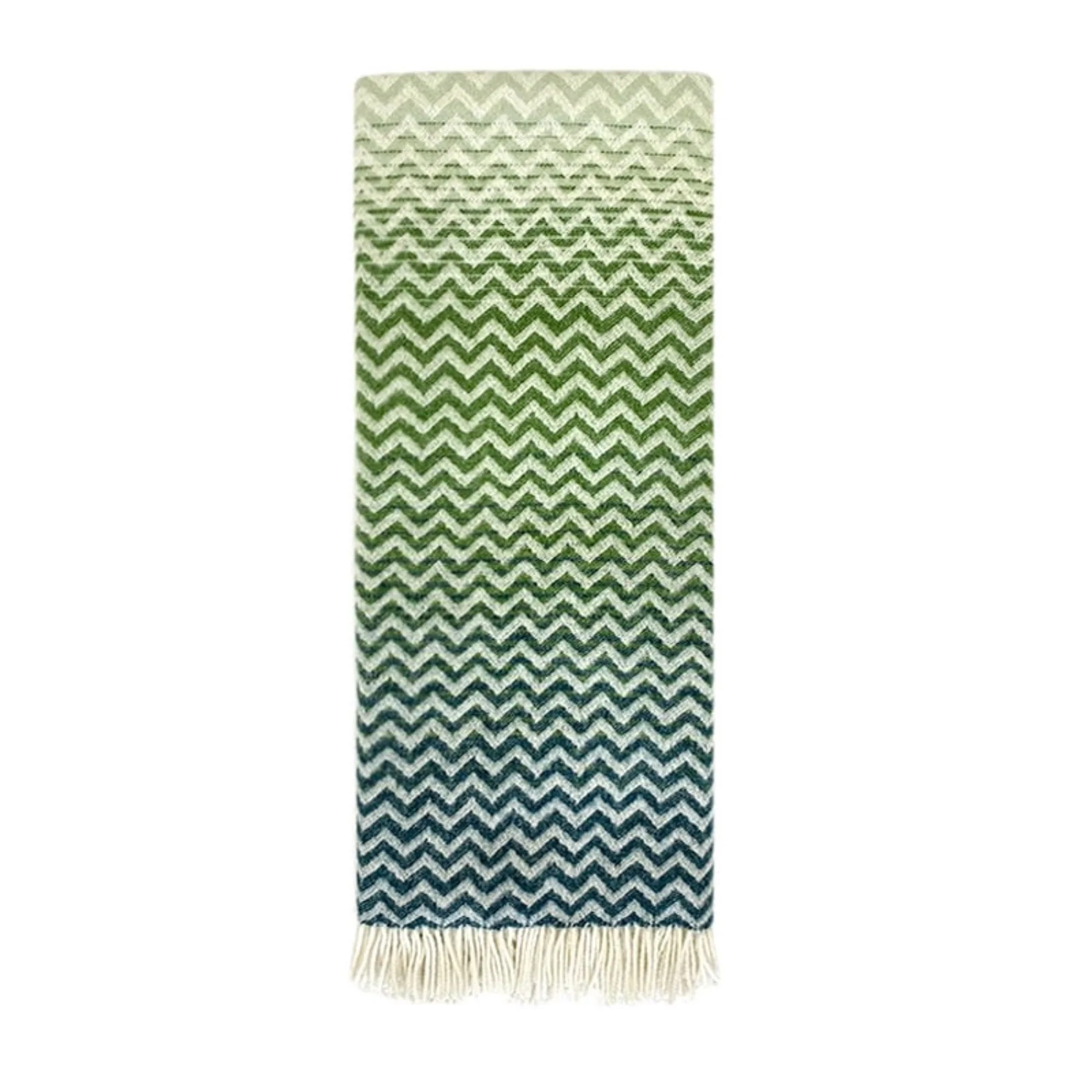 Woolroom Astrid Gradient Pure New Wool Throw - Green - Image 2