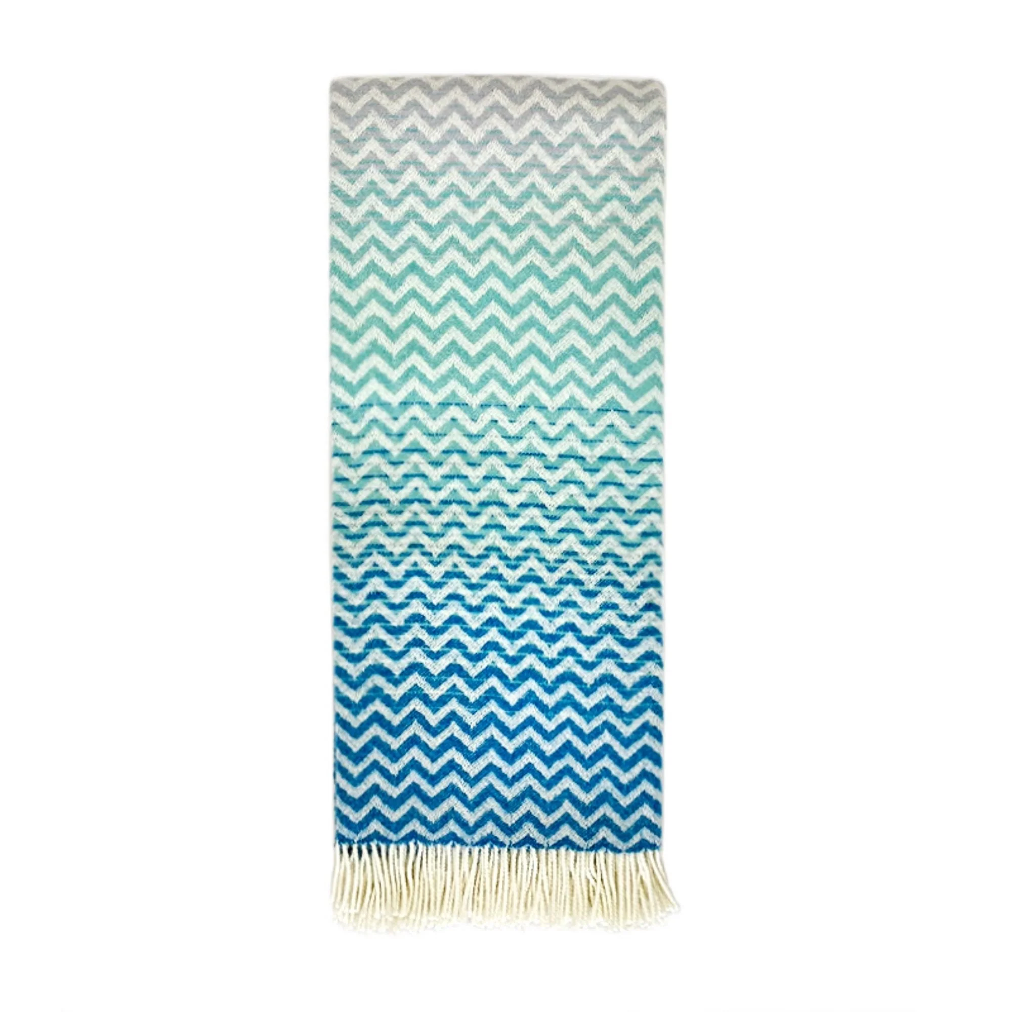 Woolroom Astrid Gradient Pure New Wool Throw - Teal - Image 2